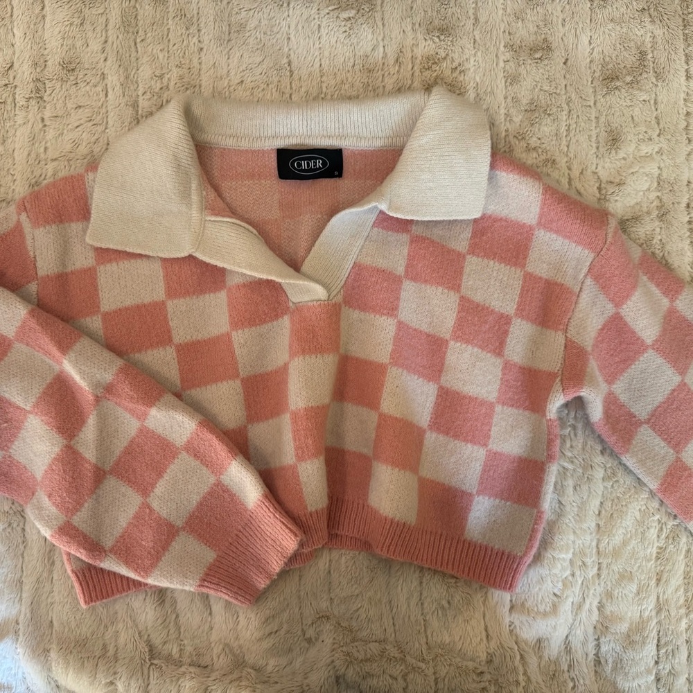 Cider Pink and Cream Crew Neck Sweater